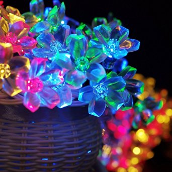 Zitrades Solar Christmas lights Party LED String Lights Blossom Multi Color Outdoor Lighting for Bedroom Garden Wedding Backyard Tree RV with waterproof 21ft 50 LED 3 modes