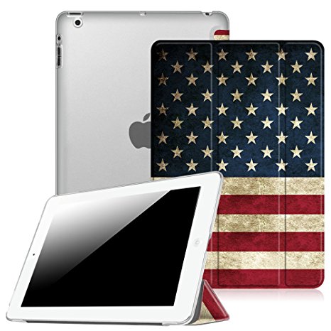 Fintie iPad 2 / 3 / 4 Case - Lightweight Smart Slim Shell Translucent Frosted Back Cover Supports Auto Wake / Sleep for iPad 4th Generation with Retina Display, iPad 3 & iPad 2, US Flag