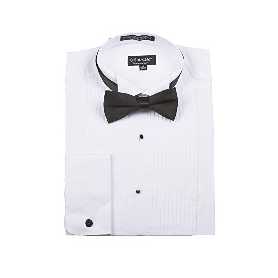 Milani Men's Tuxedo Shirts with French Cuffs and Bow Tie