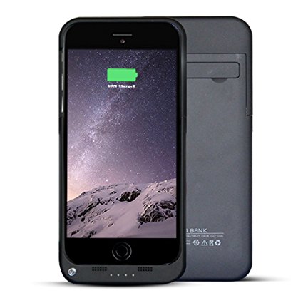 Tomameri External Protective Battery Case for 4.7" iPhone 6 3200mAh Extended Battery Case Back Up Power Bank with Lightning Charging Port, Kick Stand (Black)