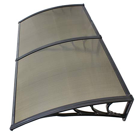 ZENY 40"x 80" Window Awning Overhead Door Polycarbonate Cover Front Door Outdoor Patio Canopy Sun Shetter,UV,Rain Snow Protection Hollow Sheet (Brown)