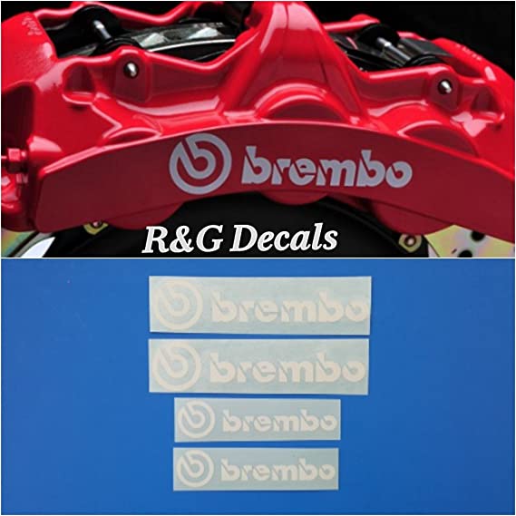 R&G Brembo HIGH TEMP Brake Caliper Decals Stickers Set of 4 (White)
