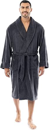 Fruit of the Loom Mens Solid Plush Fleece Robe