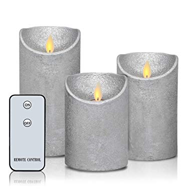 Flameless Candles Flickering Dancing Flame H4" 5" 6" xD3" Set of 3 Battery Operated LED Candles Decorative Real Wax Pillar with Remote Control for Wedding Christmas Party Home Decor