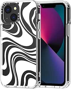 MOSNOVO for iPhone 13 Mini Case, [Buffertech 6.6 ft Drop Impact] [Anti Peel Off] Clear Shockproof TPU Protective Bumper Phone Cases Cover with White Swirl Design for iPhone 13 Mini