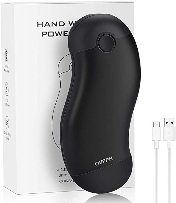 OVPPH Hand Warmers, KNGUVTH 2 in 1 Rechargeable Portable Hand Warmers Double-Sided Quick Heating Reusable Hand Warmer Electric Pocket USB Battery Charger Winter Gift for Men Women Girls Boys