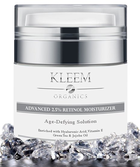 Kleem Organics Anti Aging Retinol Moisturizer for Face with 2.5% Retinol and Hyaluronic Acid. Elected The No.1 Retinol Cream for Face Rejuvenation - Results in 5 Weeks Guaranteed or Your Money Back