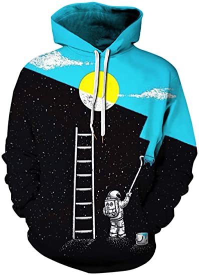 BarbedRose Men's Digital Print Sweatshirts Hooded Top Galaxy Pattern Hoodie