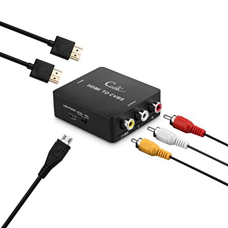 Cingk HDMI To 3RCA Composite Video Audio AV/CVBS Component Converter Adapter with High Speed HDMI Cable, RCA Cable