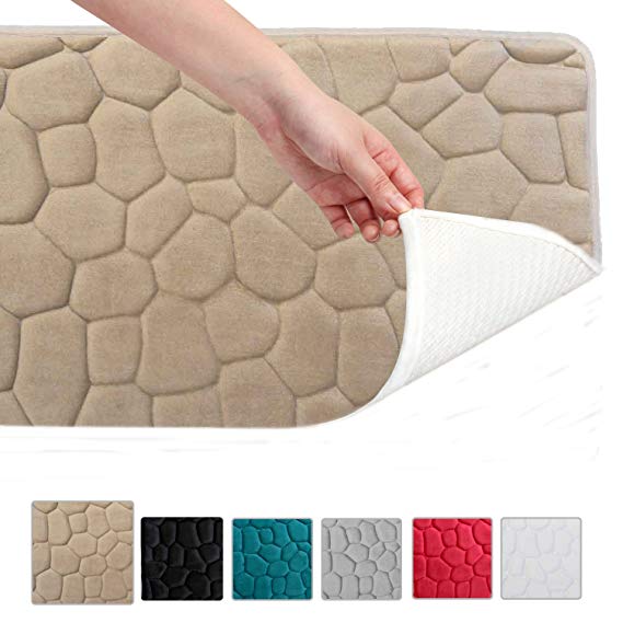 17.7" x27.6" MENGHAO Kitchen Mats Bathroom Rugs Extra Soft Non-Slip Water Resistant Rubber Absorbency Antibacterial Mats（Khaki