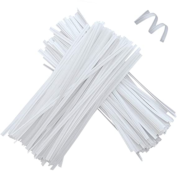 1500 Pcs 4.7 Inches Kraft Paper Twist Ties, White Bendable Reusable Bread Ties for Packaging Bag Valentines Gift Electronics Cords