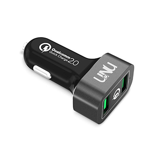Quick Charge 2.0 Car Charger, UNU Dual USB Car Charger Power Charging 36W QC 2.0 2-Port for Galaxy S8 S7 S6 Edge Plus, iPhone 7, 6s 6 Plus, iPad Pro/Mini, LG G6 G5 G4 V20, HTC, Nexus And More Devices
