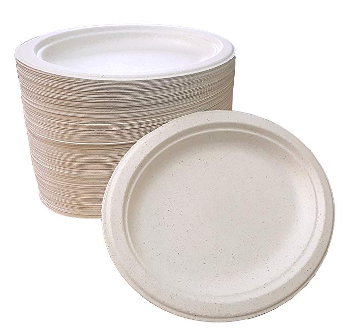 100% compostable 7.5" x 10" OVAL DISPOSABLE PLATES - (125 COUNT), made from bamboo & sugar cane , excellent strength