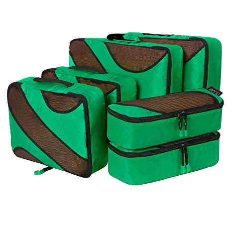 Amazon Brand: Eono Essentials 6 Set Packing Cubes,3 Various Sizes Travel Luggage Packing Organizers Lime Green