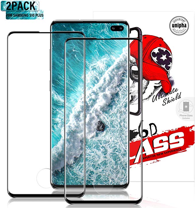 Gozhu Galaxy S10 Plus Screen Protector Tempered Glass,[Anti-Fingerprint][No-Bubble][Scratch-Resistant] Glass Screen Protector for Samsung Galaxy S10 Plus [2-Pack]