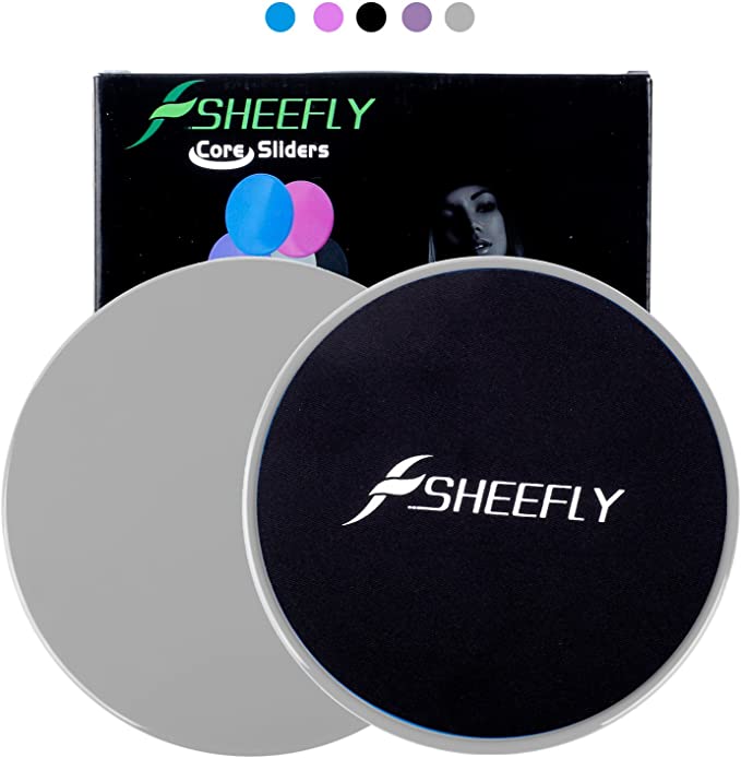 SHEEFLY Gliding Discs Core Exercise Sliders, Dual Sided Fitness Equipment on Carpet,Hardwood Floors for Home,Gym, Travel,Abdominal, Full Body Workout, Training,Leg Sliders, Aerobics, Crossfit