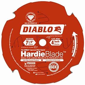 Freud D0704DH Diablo 7-1/4"x4T PCD Tip TCG Hardie Fiber Cement Saw BLD,5/8 Arbor (Single Pack)