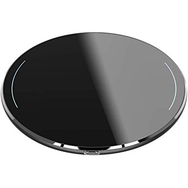 TOZO Wireless Charger Upgraded, Ultra Thin Aviation Aluminum [Sleep-Friendly] FastCharging Pad for iPhone Xs, XR, Xs Max, X, 10, 8, 8 Plus, Samsung Galaxy S8, S8 , Note 8, 9 [Black] - NO AC Adapter