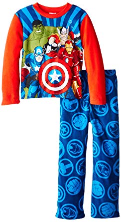 Marvel Little Boys' Two-Piece Avengers Assemble Shirt with Pant Fleece Pajama Set