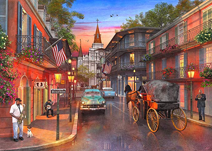 Springbok Puzzle - Bourbon Street - 1000 Piece Jigsaw Puzzle - Large 30 Inches by 24 Inches Puzzle - Made in USA - Unique Cut Interlocking Pieces