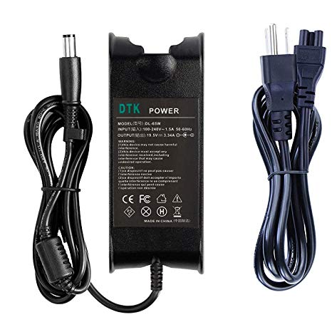 Dtk Ac Adapter Laptop Computer Charger/Notebook PC Power Cord Supply Source Plug for Dell Output: 19.5V 3.34A 65W Connector Size: 7.4x5.0mm