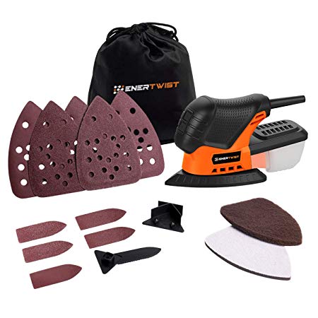 Enertwist Mouse Detail Sander, 13000OPM Lightweight Compact Sander with Dust Box for Tight Corner and Small Hard-to-reach Areas Sanding Polishing in Home Decoration, DIY, ET-DS-100