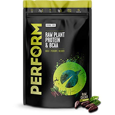 Vivo Life Perform - Raw Vegan Cacao Protein Powder | Pea & Hemp Protein Blend with BCAA | Gluten & Soy Free Protein Shake (988 Gram) | 26 Servings