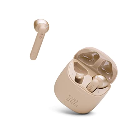 JBL Tune 225TWS True Wireless Earbuds, with JBL Pure Bass Sound, Bluetooth, 25 Hours Battery, Dual Connect, and Voice Assistant (Gold)