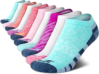 Avia Girls' Socks - 10 Pack Athletic Low Cut No Show Cushioned Liners