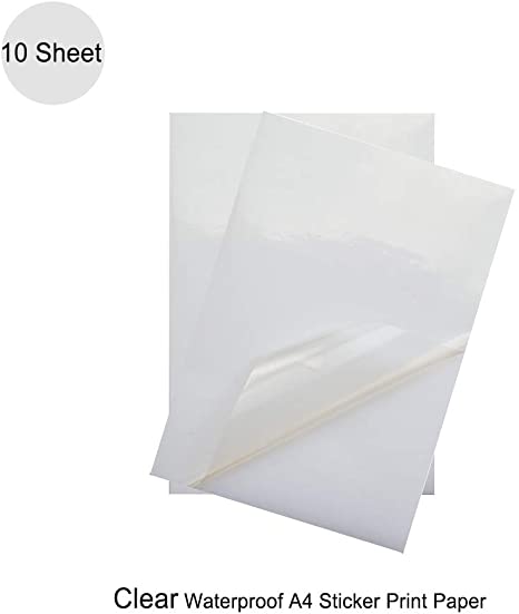 Sticker Paper Quality Waterproof A4 Clear Matter Self Adhesive Sticky Back Label Printing Paper Sheet Inkjet Laser Printable (Transparent)