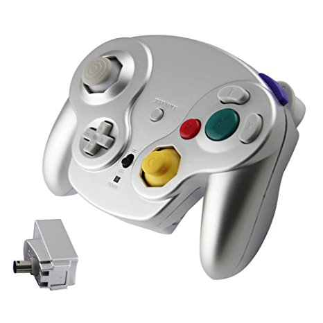 Wireless Gamecube Controller, Veanic 2.4G Wireless Controller Gamepad Joystick for Nintendo Gamecube,Compatible with Wii / Wii U (Silver)