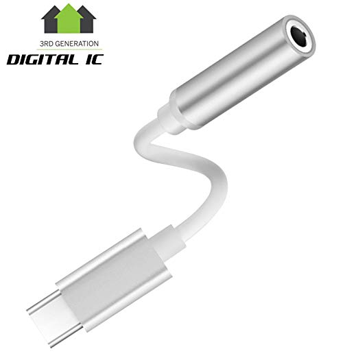 Type C to 3.5mm Headphone Audio Jack Adapter, VIMVIP USB C to 3.5mm Aux Microphone Connector Cable for UBC-C Devices Google Pixel 2/XL, Mote Z, HTC U11, Huawei, Xiaomi (Silver)