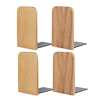 Muso Wood Bookends,5.1"x3.2",Set of 2 (Oak-2 Pairs)