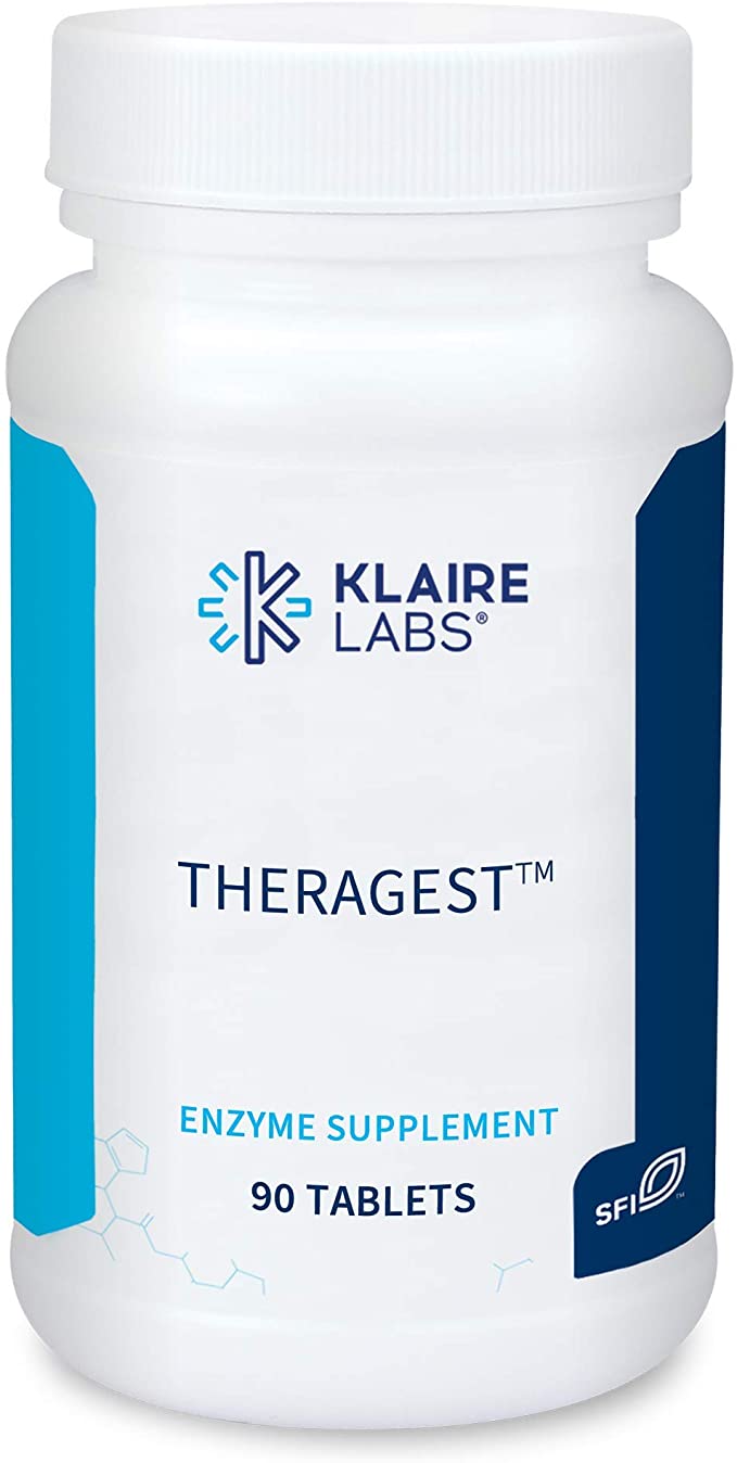 Klaire Labs Theragest Pancreatic Enzymes for Digestion - Powerful, Delayed Release Blend for Fat, Protein & Carbohydrate Digestion - Keto & Paleo-Friendly - Non-Dairy and Gluten Free (90 Tablets)