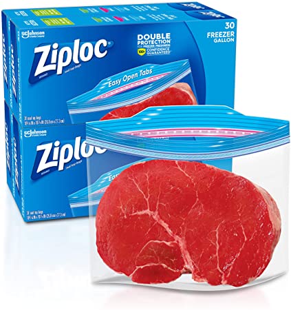 Ziploc Freezer Bags, Double Protection with Easy Open Tabs, Gallon, 30 Count, Pack of 4 (120 Total Bags)