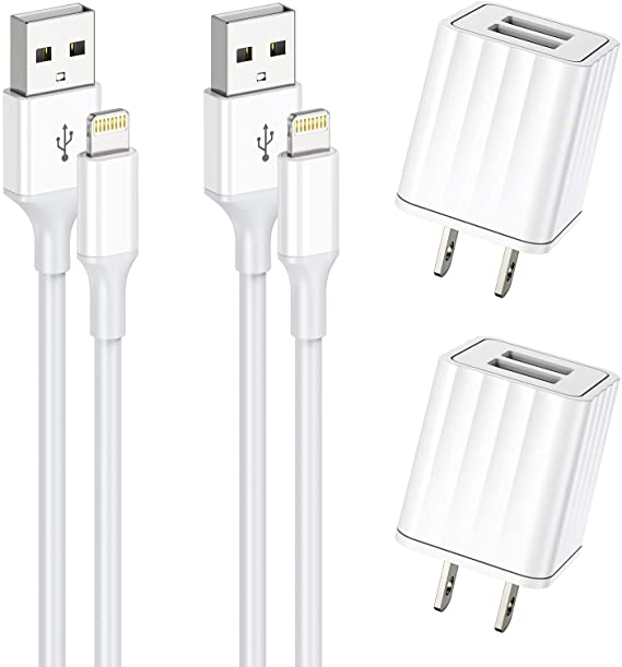 Vagavo for iPhone Charger, MFi Certified Lightning Cable Fast Charging 6ft Data Sync Transfer Cord Dual Port USB Wall Charger Compatible with iPhone 12 11 Xs Max XR X 8 7 6S 6 Plus SE 5S iPad (2 Sets)