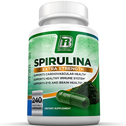 BRI Nutrition Spirulina - 2000mg Maximum Strength Supplement - 60 Day Supply - 240 Veggie Capsules