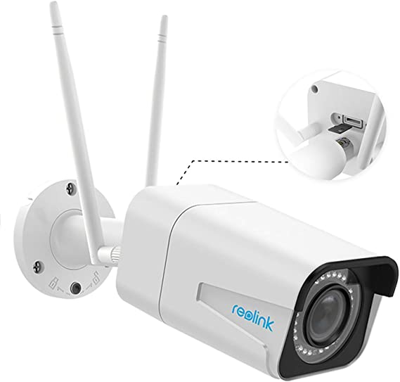 Reolink 5MP HD Wireless Security IP Camera, 2.4/5GHz Dual Band WiFi, 4X Optical Zoom, Built-in SD Card Slot, Autofocus Bullet WiFi Dome Waterproof Outdoor Indoor IR Night Vision RLC-511W