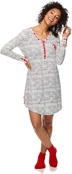 U.S. Polo Assn. Womens Long Sleeve Dorm Pajama Sleep Lounge Nightshirt