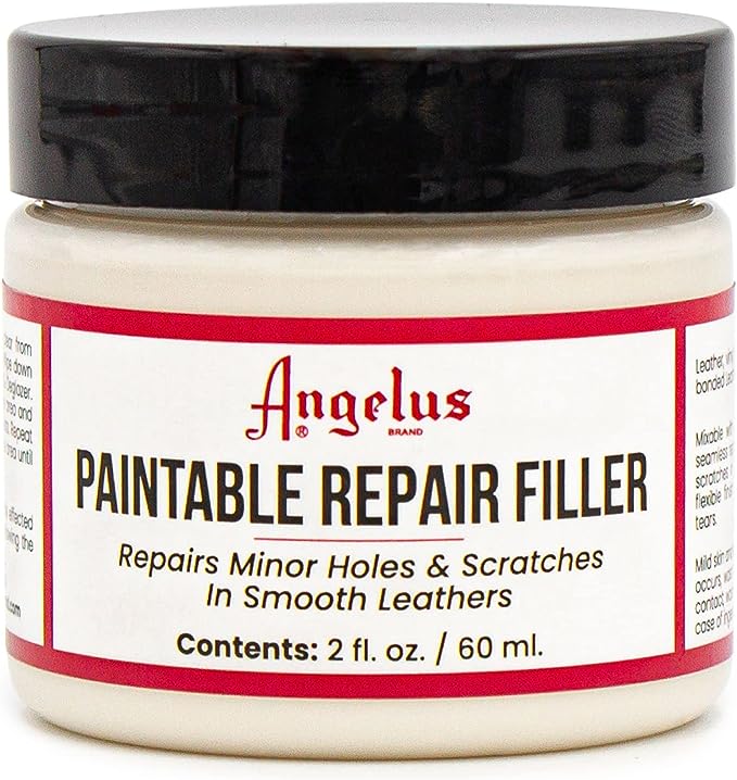 Angelus Leather Filler for Filling or Repairing Holes, Tears, Cracks, Scratches, for Leather Car Seats, Furniture, Shoes- Flexible - 2oz (HF4432)