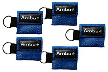 AMBU CB-3021-005-BLU Blue Nylon Res-Cue Key CPR Mask with Mini Keychain Pouch (Pack of 5)