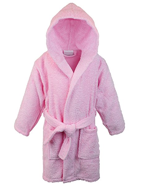 100% Turkish Cotton Kids Hooded Terry Robe - Girls