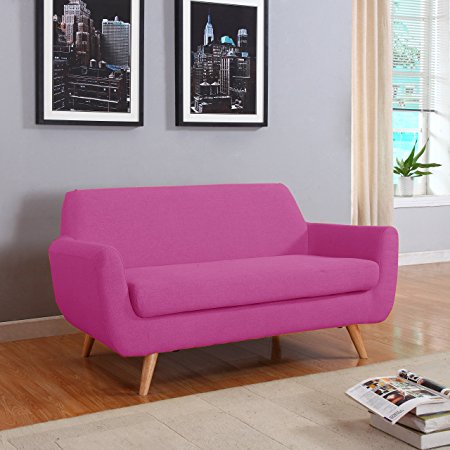 Colorful Mid Century Linen Loveseat