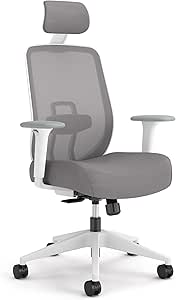 HON Altern Ergonomic Office Chair with Headrest - 3.5 Inch Thick Foam Cushion Seat Mid Back Mesh Desk Chair - Adjustable Lumbar Support, Arms, Synchro-Tilt Tension, Seat-Slide Controls - Grey