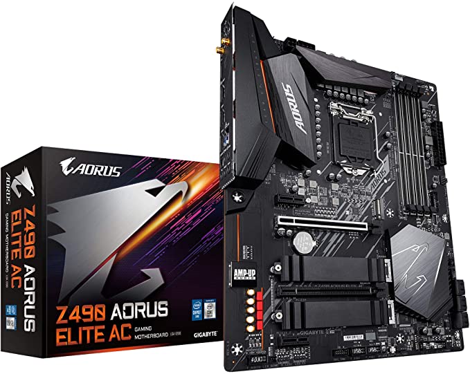 GIGABYTE Z490 AORUS Elite AC (Intel LGA1200/Z490/ATX/2xM.2 Thermal Guard/Realtek ALC1200/SATA 6Gb/s/USB 3.2 Gen 2/Intel 802.11ac/2.5 GbE LAN/RGB Fusion/Gaming Motherboard)