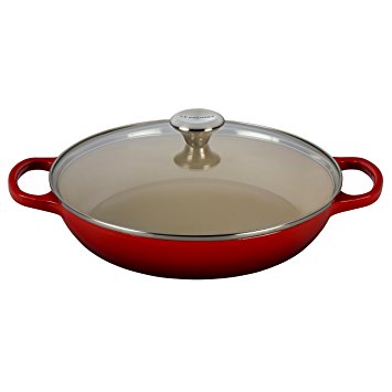 Le Creuset of America Enameled Cast Iron Buffet Casserole with Glass Lid, 3 1/2 quart, Cerise (Cherry Red)