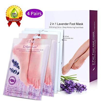 Foot Peeling Mask-Remove Dead Skin Cells and Calluses, Lavender Moisturizing Foot Mask  Exfoliating Foot Peel Mask Set for Men and Women