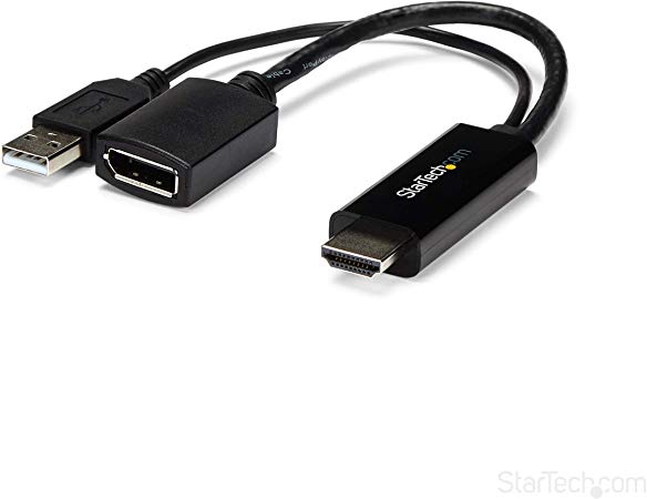 StarTech.com 4K 30Hz HDMI to DisplayPort Video Adapter w/USB Power - 6 in - HDMI 1.4 (Male) to DP 1.2 (Female) Active Monitor Converter (HD2DP)