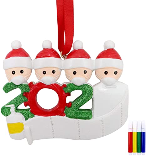 2020 Christmas Hanging Ornaments Quarantine Christmas Party Decoration Creative Gift Product Personalized Family with 4 Marker pens