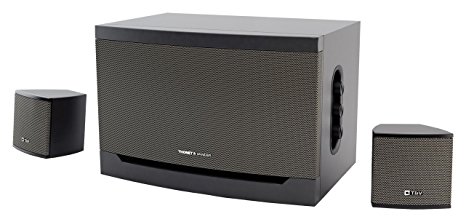 Thonet and Vander Riss 160 Watt Wood Multimedia Audio Speaker System, 2.1 Stereo Speakers with Integrated Amplifier and Dual RCA Stereo Inputs, Black